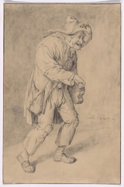 Hurdy-Gurdy Player, 1695, Cornelis Dusart, Dutch, 1660-1704, Holland, Pen and black ink, with black