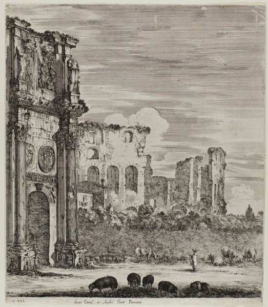 The Arch of Constantine, 1654, Stefano della Bella, Italian, 1610-1664, Italy, Etching on ivory