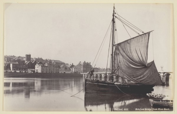 Bideford Bridge from River Bank, 1860/94, Francis Bedford, English, 1816–1894, England, Albumen