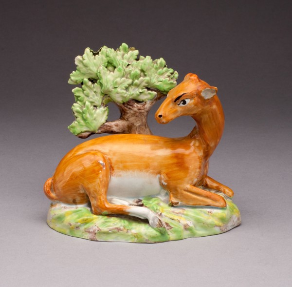 Doe, c. 1820, England, Staffordshire, Staffordshire, Lead-glazed earthenware, polychrome enamels,