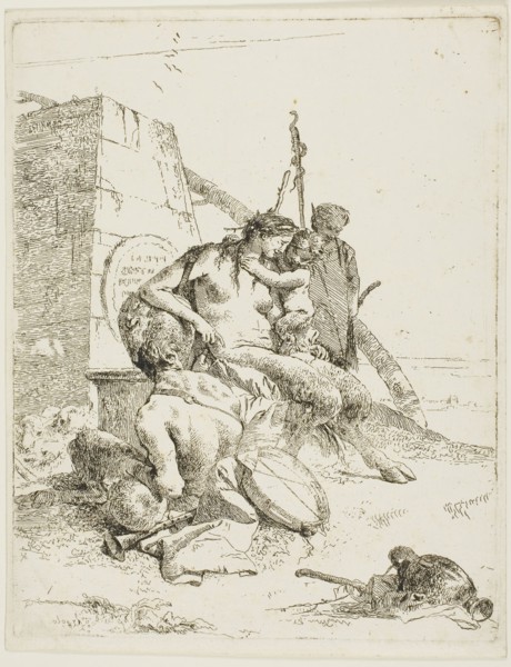 Satyr Family with the Obelisk, from Scherzi, 1735–40, Giambattista Tiepolo, Italian, 1696-1770,