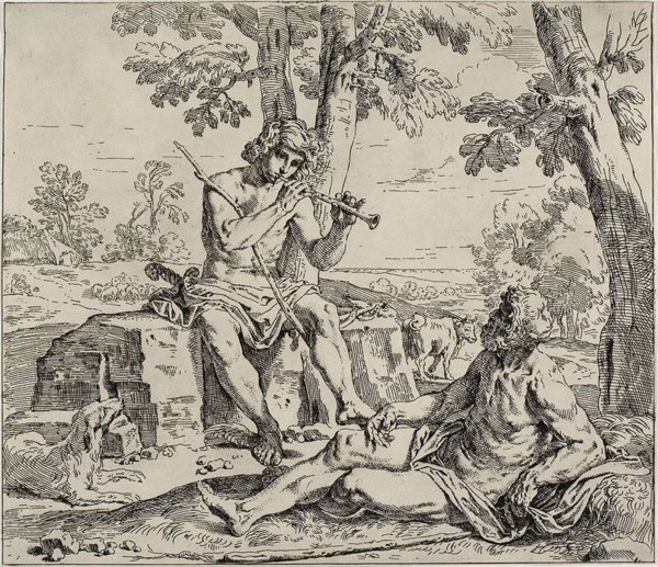 Mercury and Argus, 1642/48, Simone Cantarini, Italian, 1612-1648, Italy, Etching on cream laid
