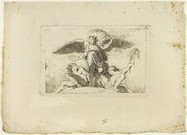Angel Holding a Palm and a Crown, 1764, Jean Honoré Fragonard (French, 1732-1806), after Annibale