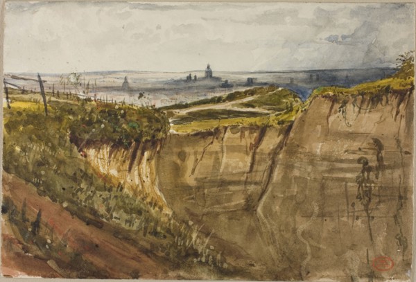 View of Paris, from Meuden, n.d., Paul Huet, French, 1803-1869, France, Watercolor, with traces of