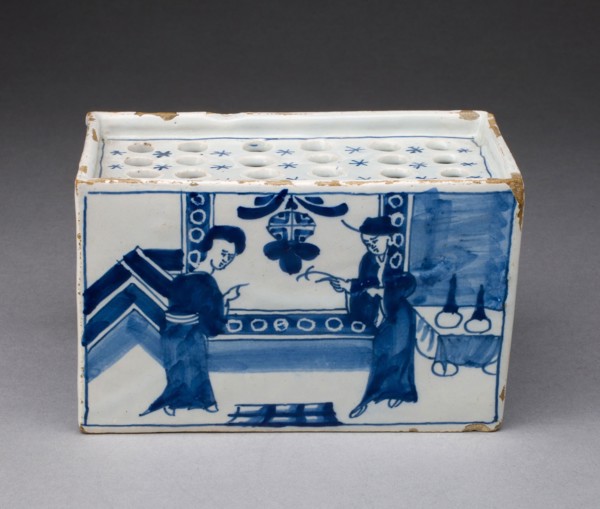 Flower Brick, c. 1750, England, London, London, Tin-glazed earthenware, 14.6 x 9.2 x 7.3 cm (5 3/4