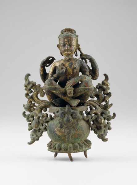 The Sage Agastya Seated in Meditation on his Water Pot (Kumbha), 15th century, Nepal, Nepal, Gilt