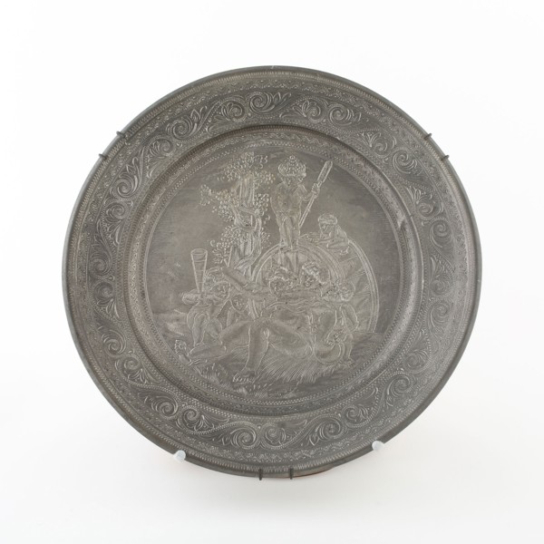 Plate with Silenus and Putti, 18th century, engraving probably 19th century, Engraving after Hans