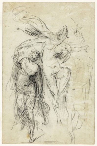 Study, 1864/65, Jean Baptiste Carpeaux, French, 1827-1875, France, Black chalk, over graphite, on