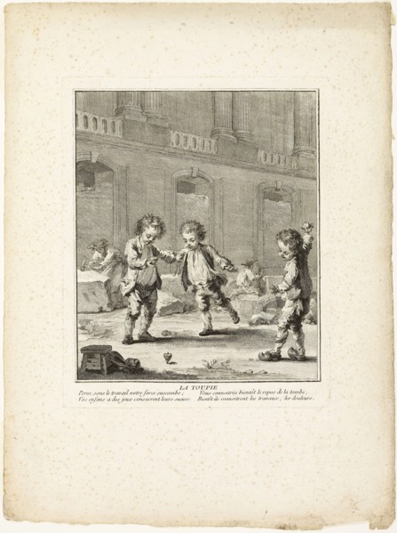 The Top, from The Games of the Urchins of Paris, 1770, Jean-Baptiste Tilliard (French, 1740–1813),