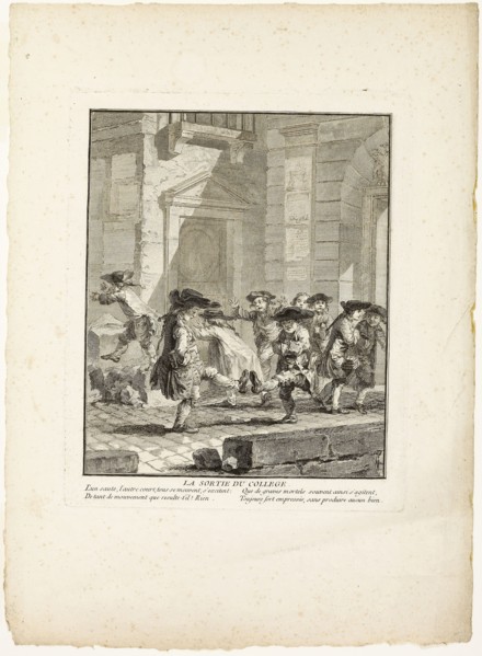 Release from College, from The Games of the Urchins of Paris, 1770, Jean-Baptiste Tilliard (French,