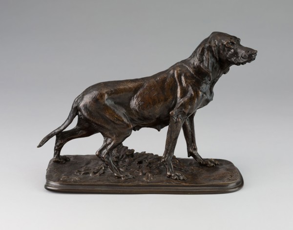 Figure of a Retriever, c. 1840/60, Pierre-Jules Mêne, French, 1810-1879, France, Bronze, dark brown