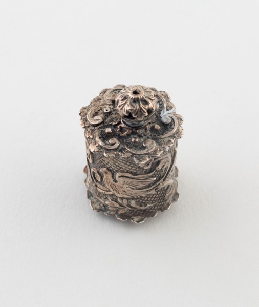 Drum with Tape Measure, c. 1890, Continental Europe, Europe, Silver, H. 2.5 cm (1 in.)