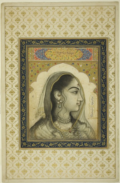 Portrait of a Beauty, 17th century, India, India, Opaque watercolor and gold on paper, Image: 22.4