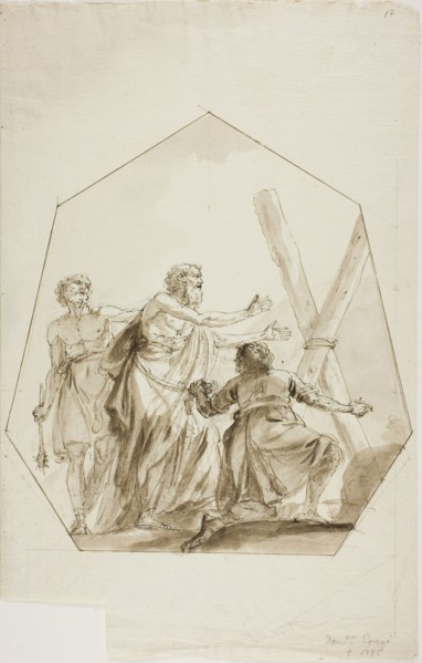 Crucifixion of Saint Andrew, n.d., Attributed to Domenico Pozzi, Italian, 1744-1796, Italy, Pen and