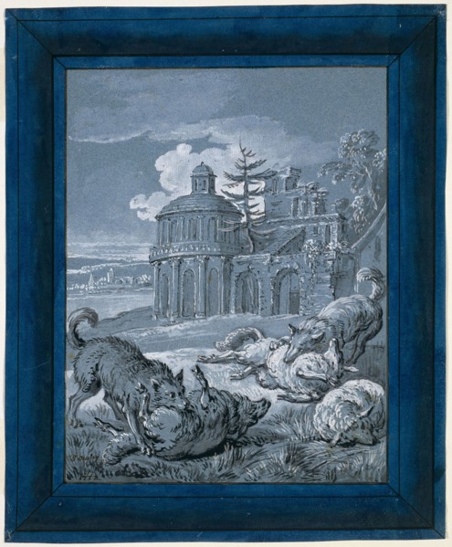 Wolves Attacking Sheep (Rein de Trop II), 1732, Jean-Baptiste Oudry, French, 1686-1755, France, Pen
