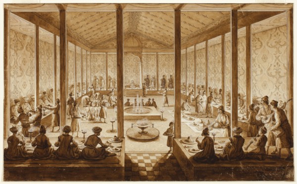 Oriental Banquet Scene, 1795/96, Jean Baptiste Hilaire, French, 1753-1822, France, Pen and gray and