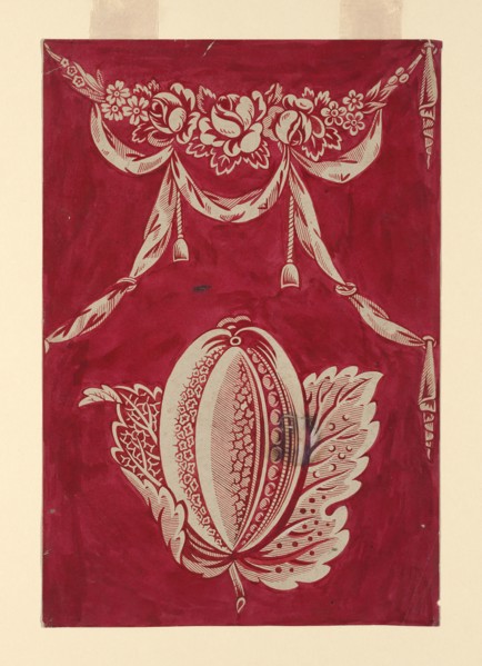 Design for a Printed Textile, 18th century, France, Watercolor on paper, 34.5 × 23.4 cm (13 5/8 × 9