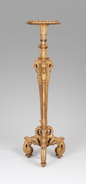 Stand for Candelabrum (Torchère), 1685/90, France, Paris, France, Caned, gessoed, and gilded oak,