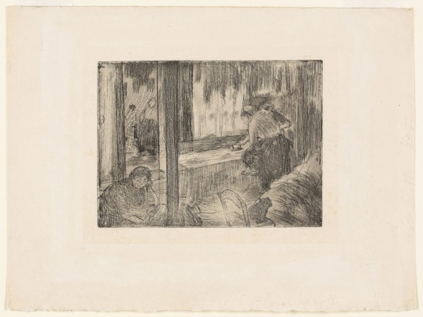 The Laundresses, 1879–80, Edgar Degas, French, 1834-1917, France, Etching and aquatint on cream
