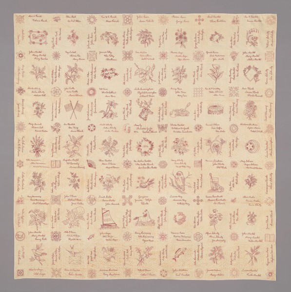 Signature Quilt, 1896, United States, Illinois, Bartlett, Illinois, Embroidered, cotton plain weave