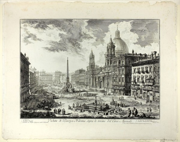 View of Piazza Navona above the ruins of the Circus of Domitian, from Views of Rome, 1750/59,
