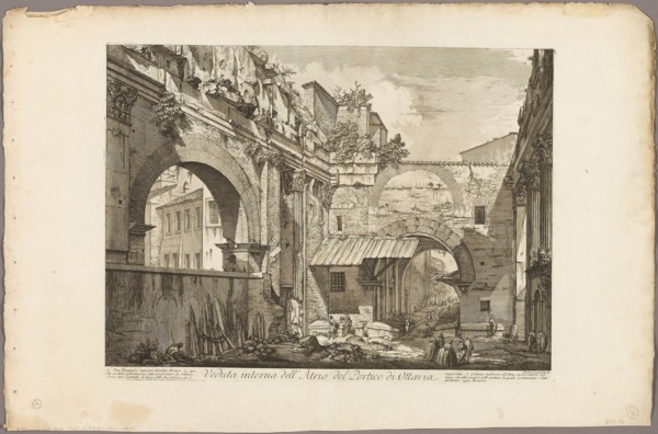 Internal view of the Atrium of the Portico of Octavia, from Views of Rome, 1750/59, Giovanni
