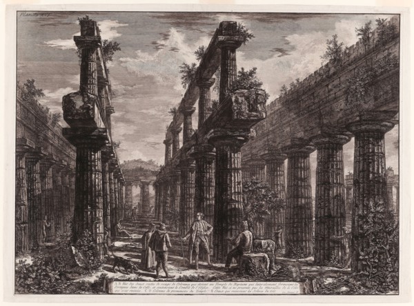 A., B. View of the remains of the two rows of columns in the Temple of Neptune which originally