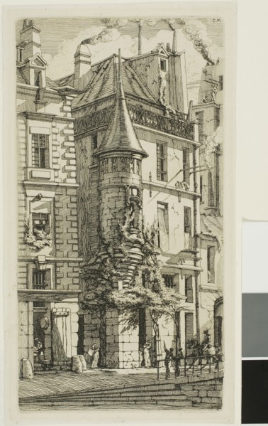 House with a Turret, rue de la Tixéranderie, 1852, Charles Meryon, French, 1821-1868, France,