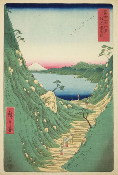 Shiojiri Pass in Shinano Province (Shinano Shiojiri toge), from the series Thirty-six Views of