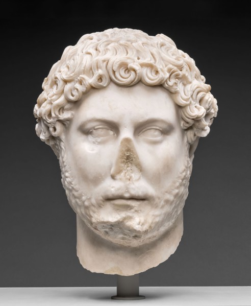 Portrait Head of Emperor Hadrian, AD 130/138, Roman, Italy, Marble, 36 × 27.5 × 27.3 cm (14 1/4 ×