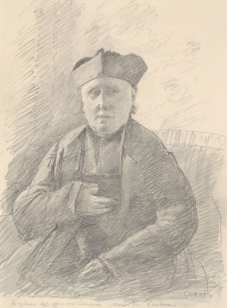 Portrait of Abbé Jouveau, 1875, Jean-Baptiste-Camille Corot, French, 1796-1875, France, Graphite,