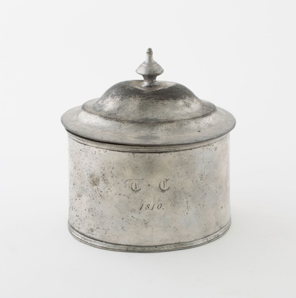 Tobacco Box, 1810, Possibly Birmingham, England, Cast pewter (base) and Britannia (top), 13.3 × 12