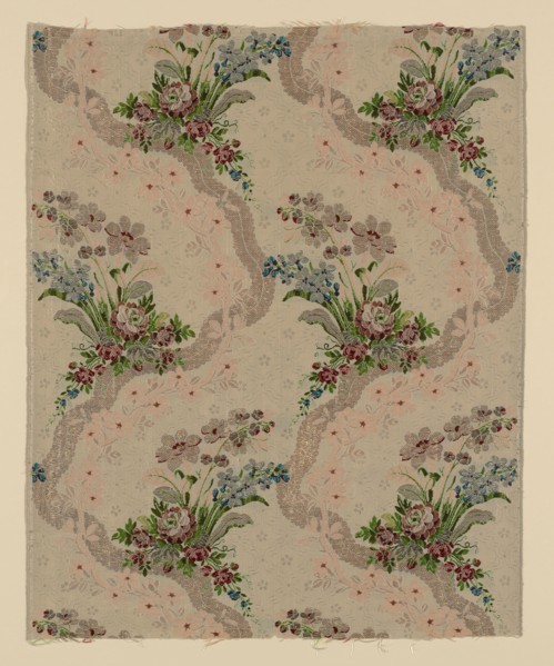Panel, c. 1762, France, Silk, gilt-and-silvered-metal strips and gilt-metal-strip-wrapped silk,