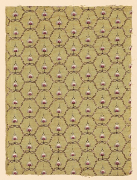 Panel (Dress Fabric), 1775/80, France, Silk, plain weave with silvered-metal-strip-wrapped with