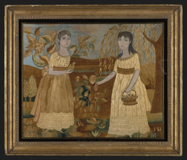 Picture Depicting Ann and Sarah (Needlework), early 19th century, United States, probably New York,