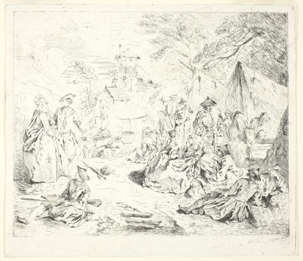 Halte de Soldates, n.d., Jean-Baptiste Pater, French, 1695-1736, France, Etching in black on paper,