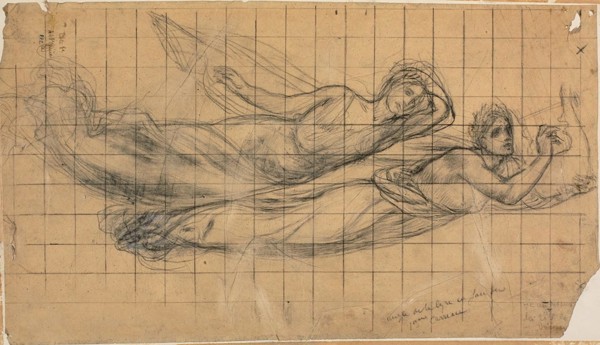 Two Flying Figures with a Lyre (Study for The Sacred Grove, Beloved of the Arts and the Muses), c.