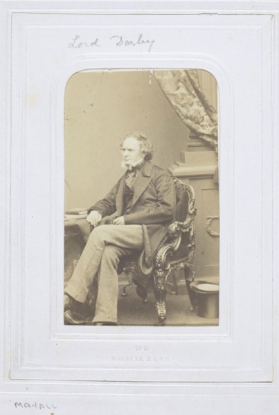 The Earl of Derby, 1860–69, John Jabez Edwin Mayall, American, 1813-1901, United States, Albumen
