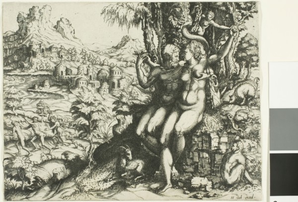 Adam and Eve and the Expulsion from Paradise, 1564, Cornelis Cort, Netherlandish, 1533-before 1578,