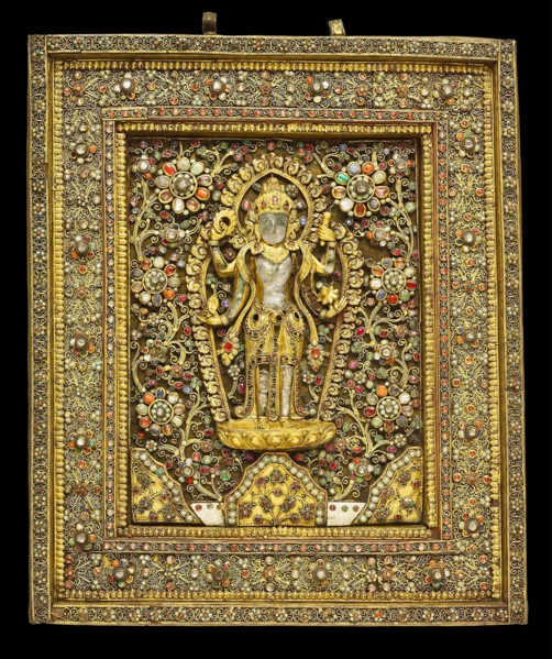 Votive Plaque with God Vishnu, 19th century, Nepal, Kathmandu Valley, Kathmandu Valley, Gilt bronze