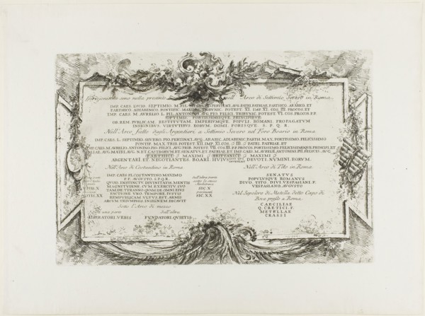 Transcription of various ancient Latin inscriptions, from Some Views of Triumphal Arches and other
