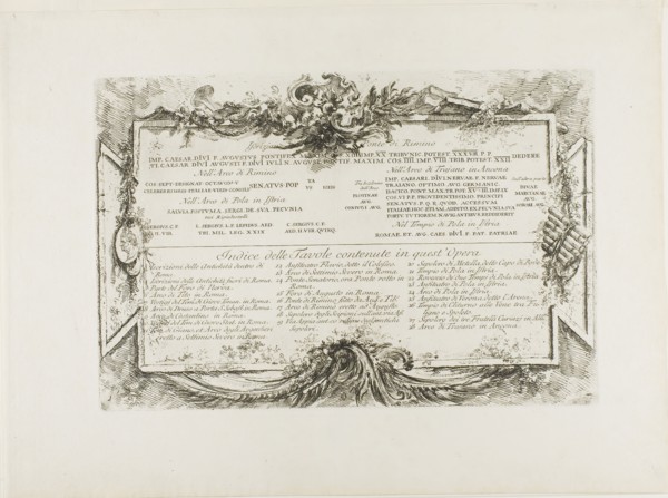 Transription of Ancient Latin Inscriptions and Index, from Some Views of Triumphal Arches and other
