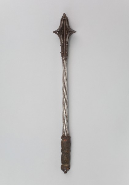 Mace, 1480/1500, German, Germany, Steeel, iron, wood, and fish skin, L. 49.2 cm (19 3/8 in.)