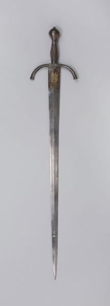 Arming Sword, 1520/30, Probably Italian, Italy, Steel, iron, gilding, wood, and silk textile