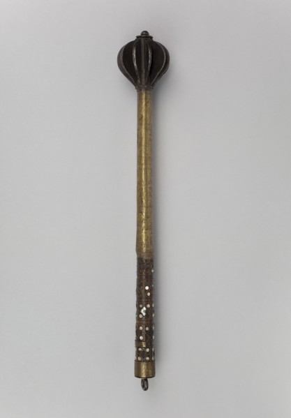Mace, 17th century, Polish, Silesia, Teschen, Poland, Iron, wood, brass, bone or horn, and