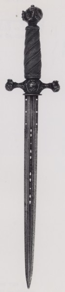 Parrying Poniard, c. 1620/30, German, Blade possibly Spanish, Germany, Steel, wood, and brass, L.