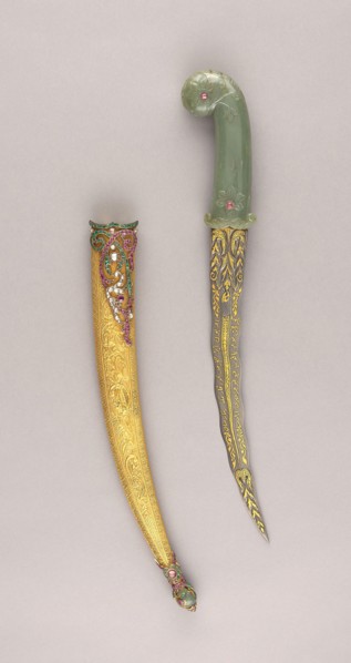 Dagger (Khanjar) with Scabbard, 18th/19th century, Blade, Iranian, dated 1128 Hejira (A.D. 1715),