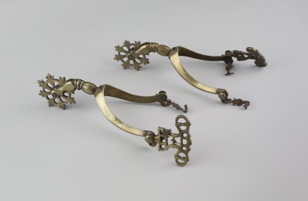 Pair of Rowel Spurs, c. 1630, Western European, Western Europe, Brass, L. 15.9 cm (6 1/4 in.), W. 8