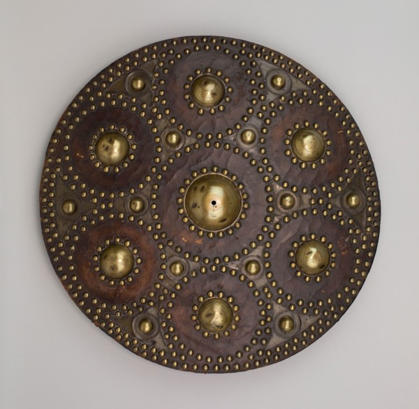 Highland Targe, early 18th century, Scottish, Scotland, Wood (fir), leather, and brass, Diam. 45.7