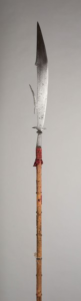 Ceremonial Glaive, 1575, Italian, Italy, Steel, wood, velvet, cotton, brass, and iron, L. 292.1 cm